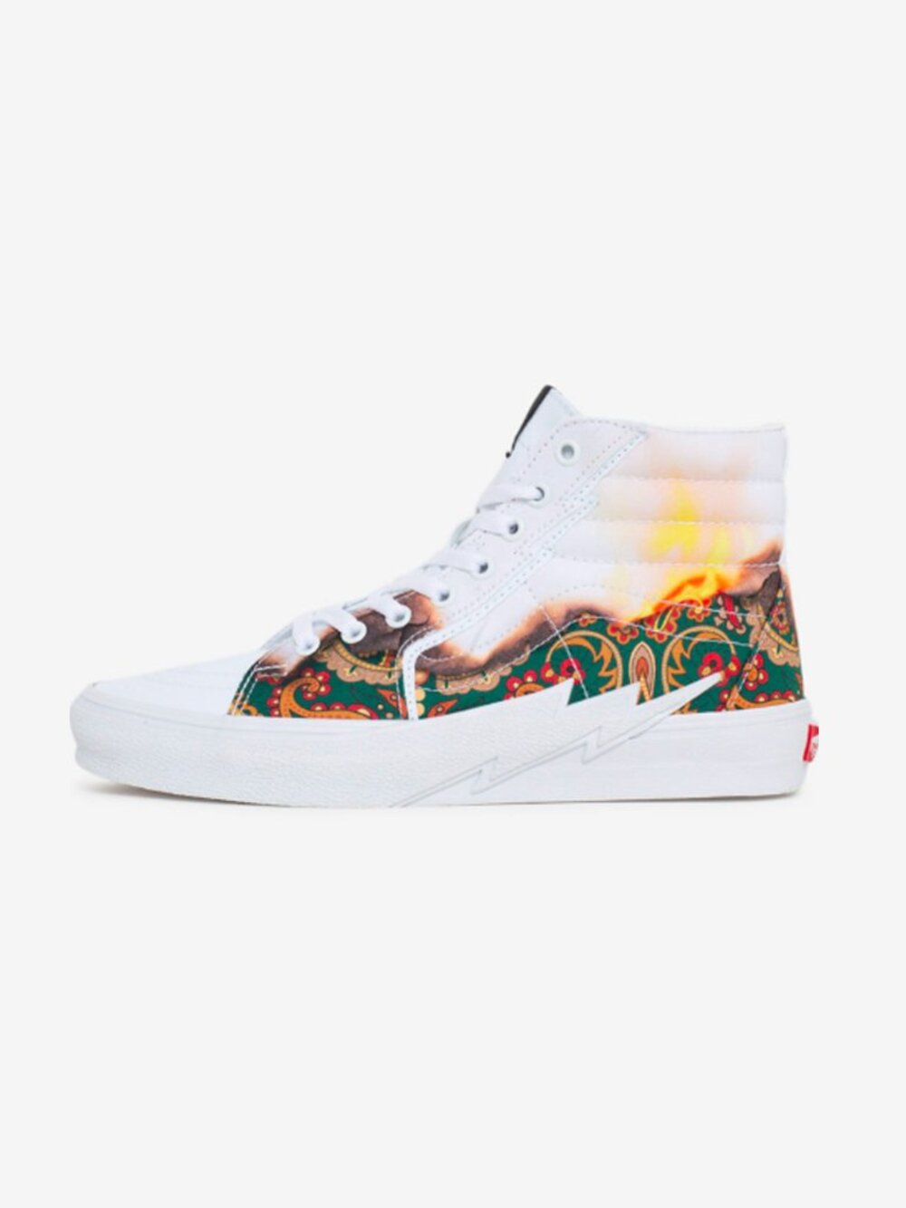 Vans Sk8-Hi Bolt Big Reveal Rare Sneakers White Flames Women Size 11 NWB